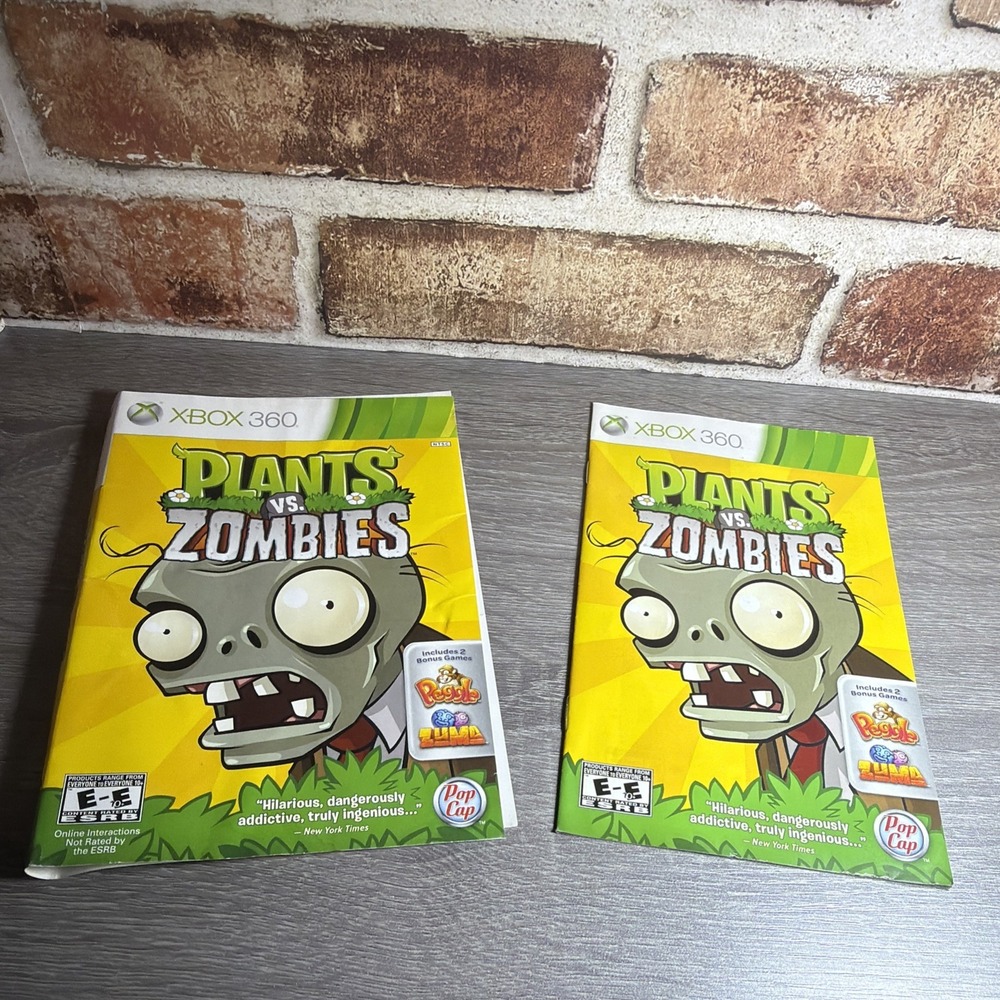Plants vs. Zombies (Microsoft Xbox 360, 2010) Manual & Disc cover